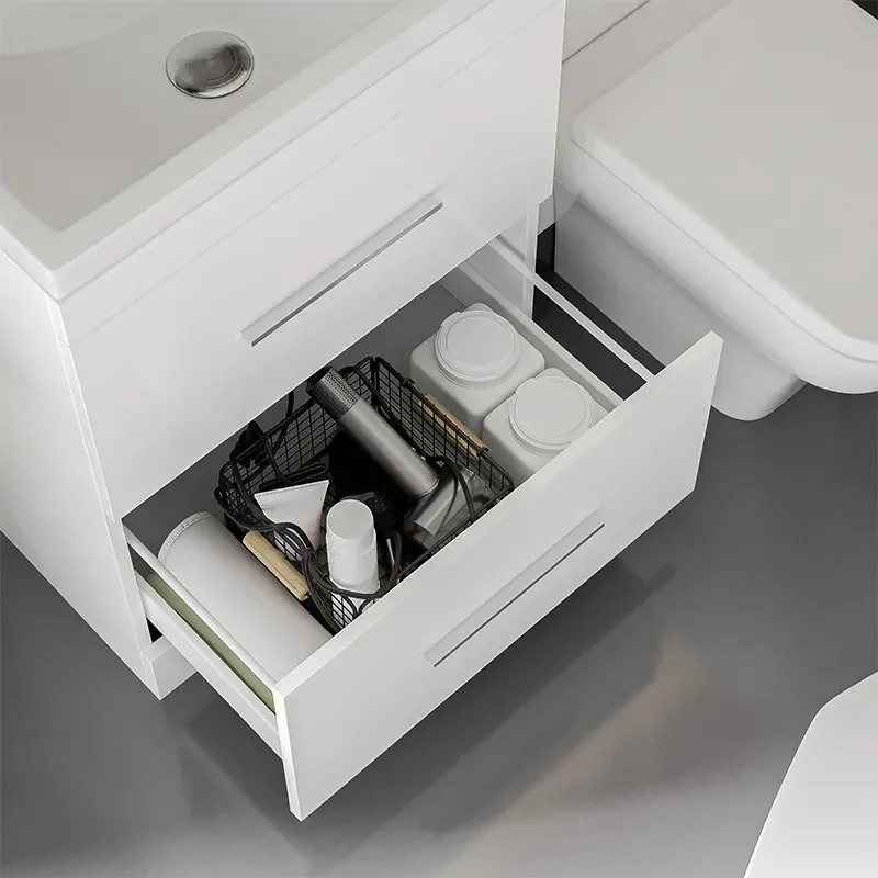 Patello White Combi Vanity Toilet And Shower Sliding Door Enclosure Suite
