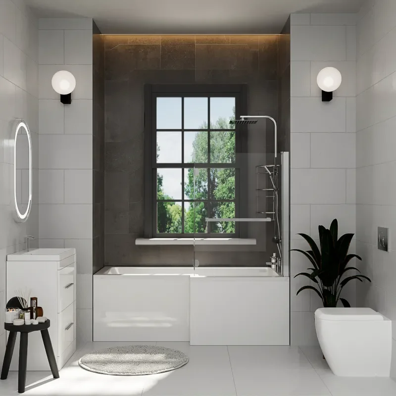 Patello 60 White L Shaped Shower Bath Suite
