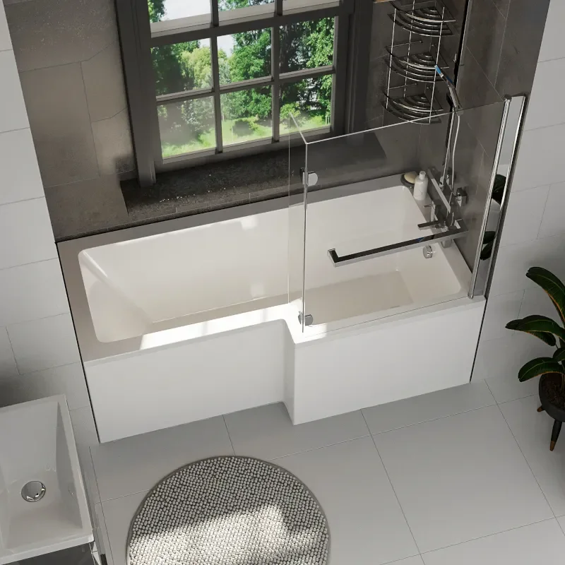 Patello 60 White L Shaped Shower Bath Suite