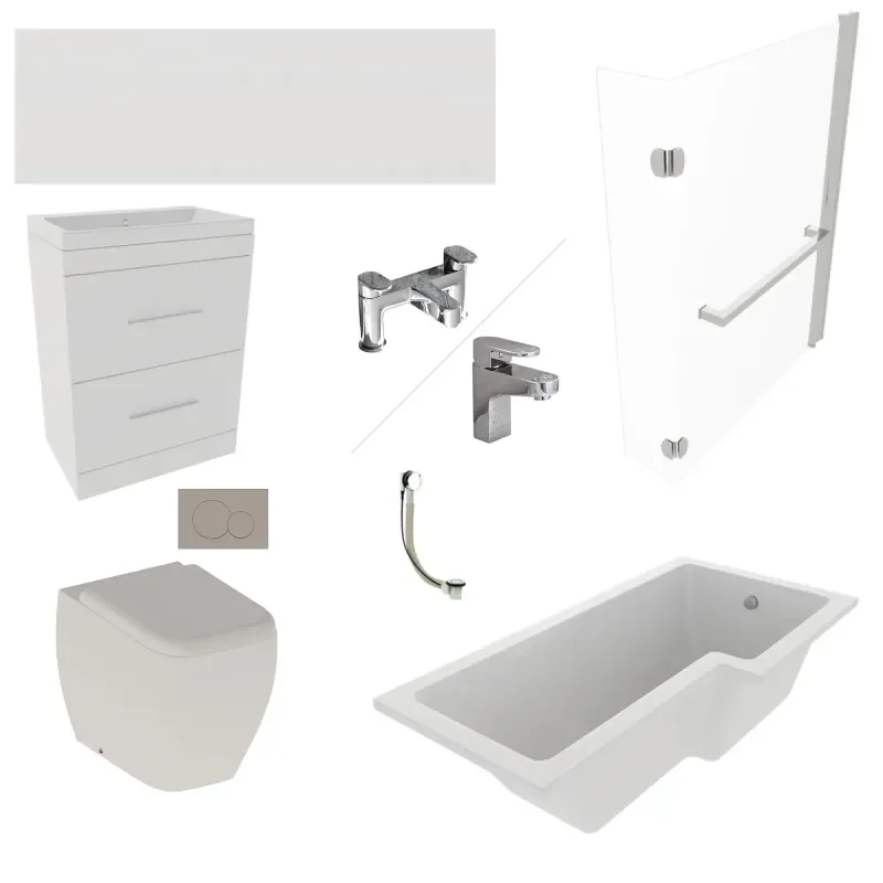 Patello 60 White L Shaped Shower Bath Suite
