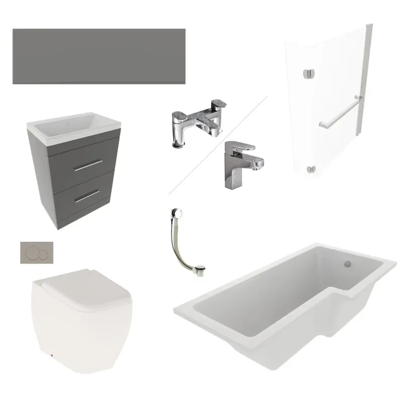 Patello 60 Grey L Shapped Shower Bath Suite
