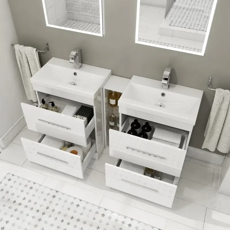 Patello 1400mm Double Vanity Unit White