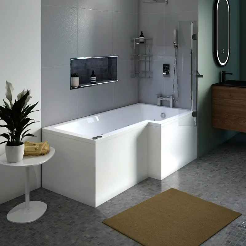 Laguna L Shaped Whirlpool Shower Bath (right Handed)