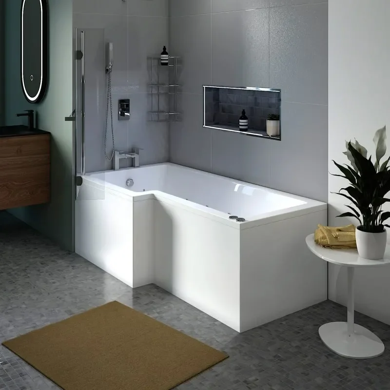 Laguna L Shaped Whirlpool Shower Bath (left Handed)
