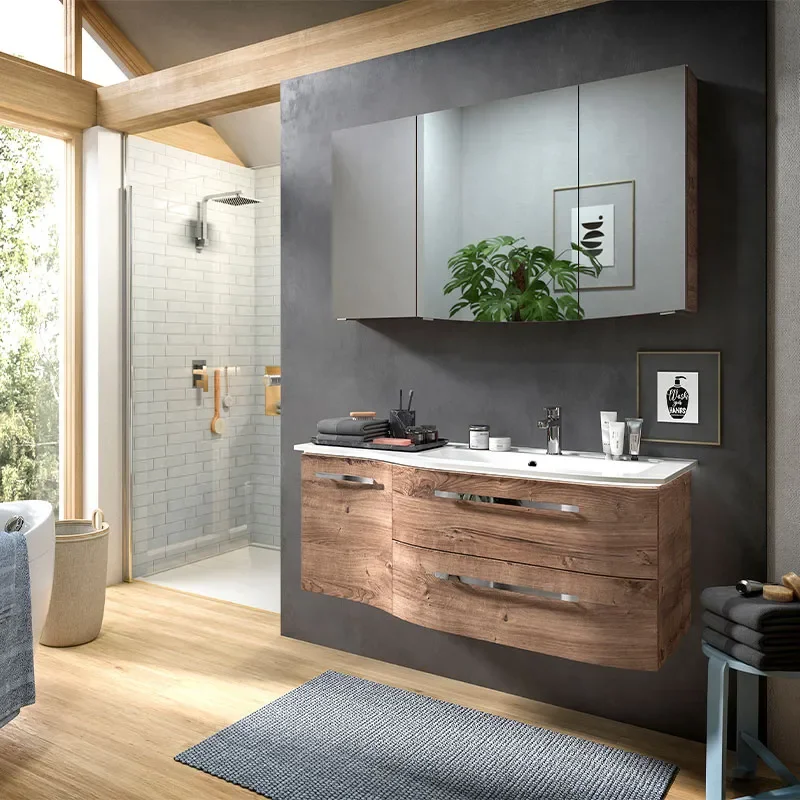 Contea Bathroom Wall Hung Vanity Unit 1 Door 2 Drawers