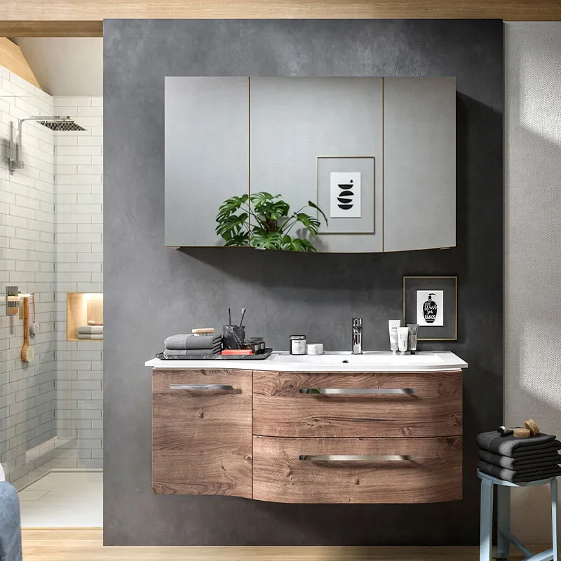 Contea Bathroom Wall Hung Vanity Unit 1 Door 2 Drawers