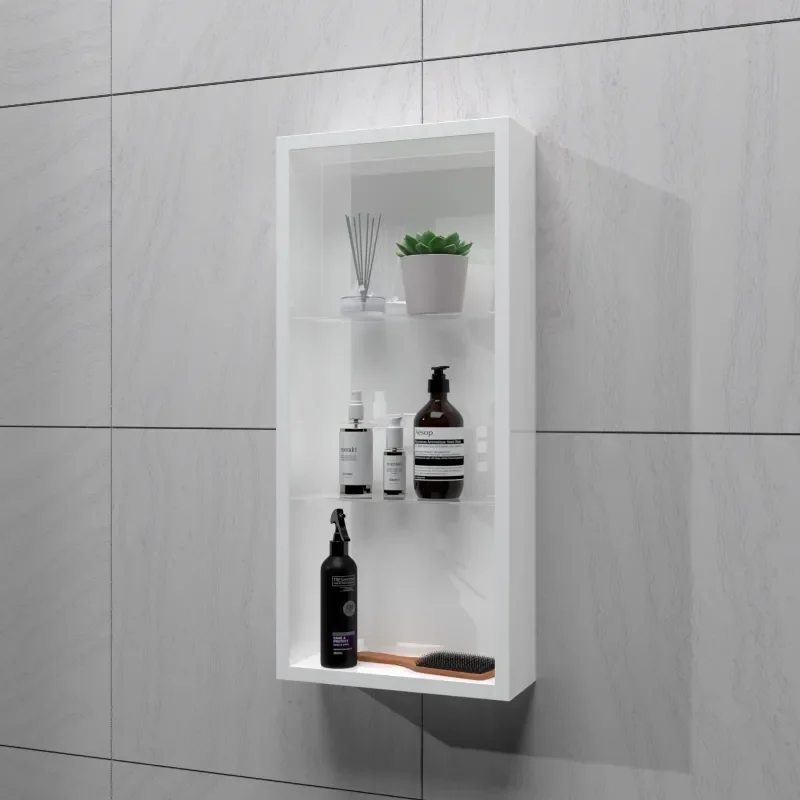 White glass shelf bathroom cabinet