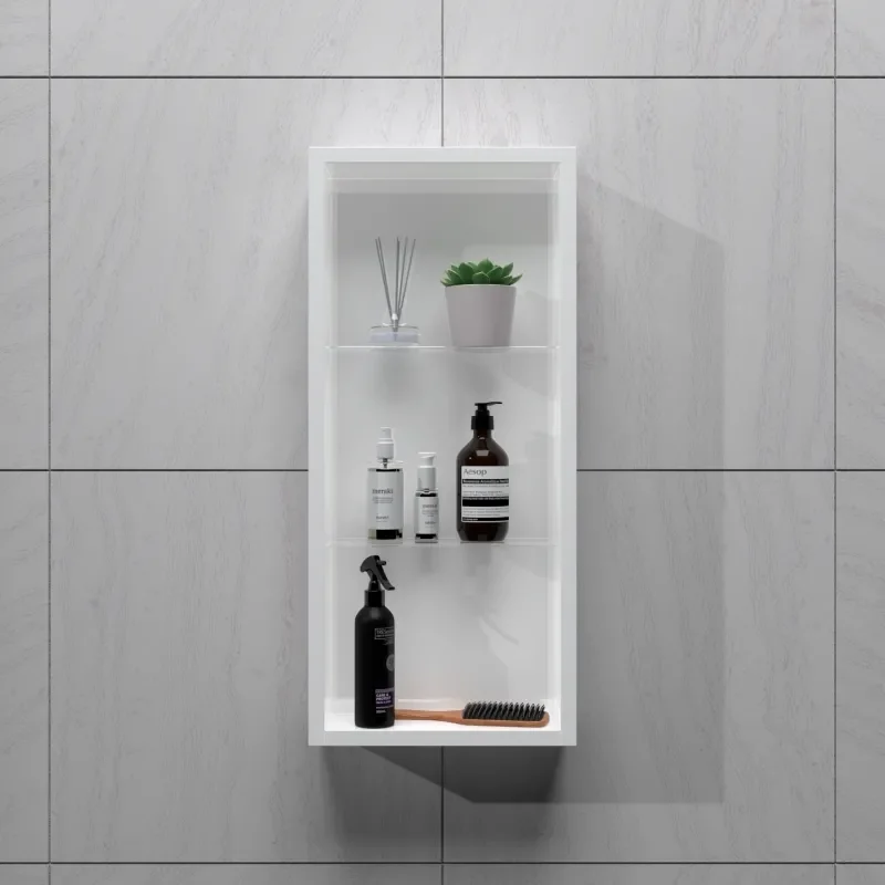 open shelf white cabinet 