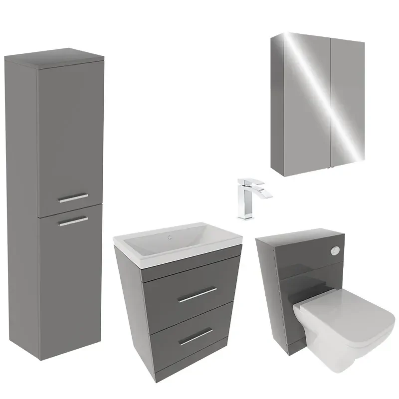 Patello Bathroom Furniture Suite with 2 Mirror cabinets
