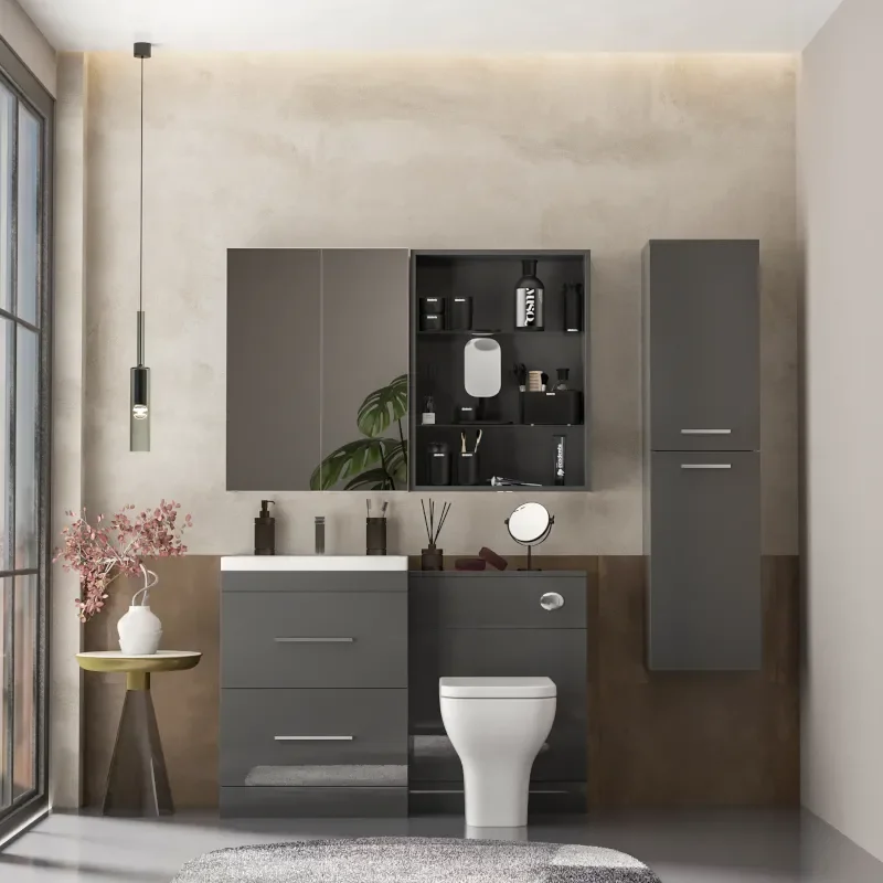 Patello Bathrooom Furniture Suite with Mirror cabinet and shelf Storage High Quality Bathroom