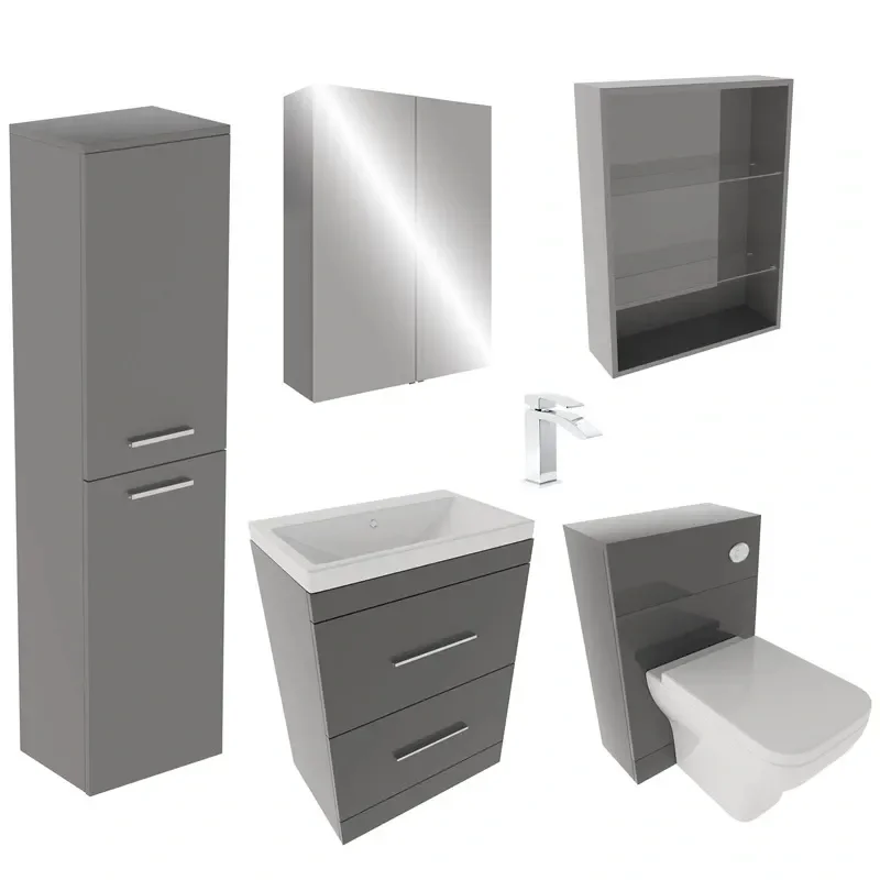 Extra Product Image For Patello Bathroom Furniture Suite With Mirror Cabinet & Shelf Storage 2