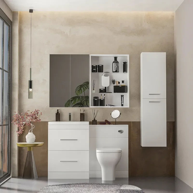 Extra Product Image For Patello Bathroom Furniture Suite With Mirror Cabinet And Shelf Storage 2