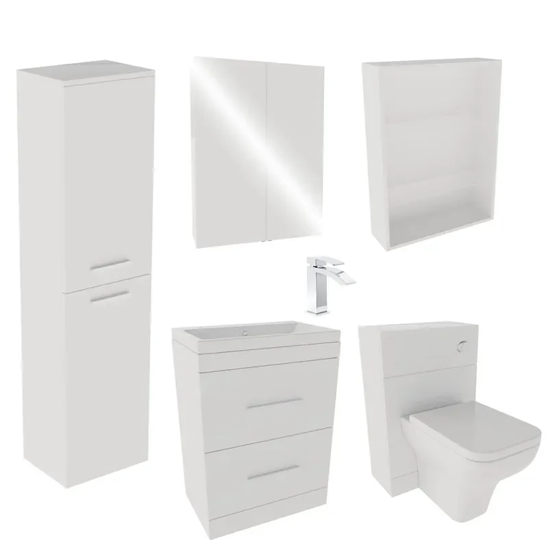Extra Product Image For Patello Bathroom Furniture Suite With Mirror Cabinet & Shelf Storage 3