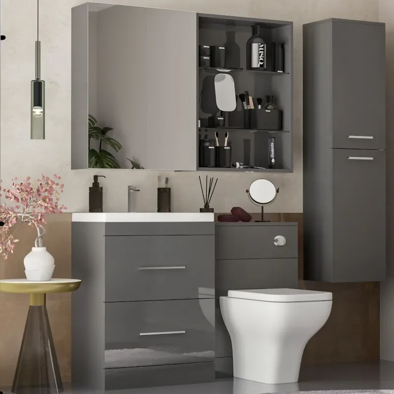 Extra Product Image For Patello Bathroom Furniture Suite With Mirror Cabinet & Shelf Storage 1