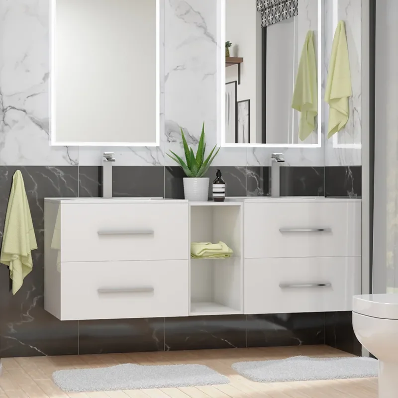 Sonix Double Vanity Bathroom Suite White