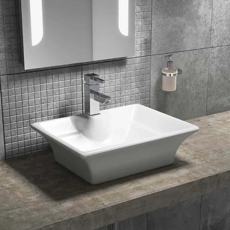 Flared Rectangular 490mm Vessel 1 Tap Hole Wash Basin