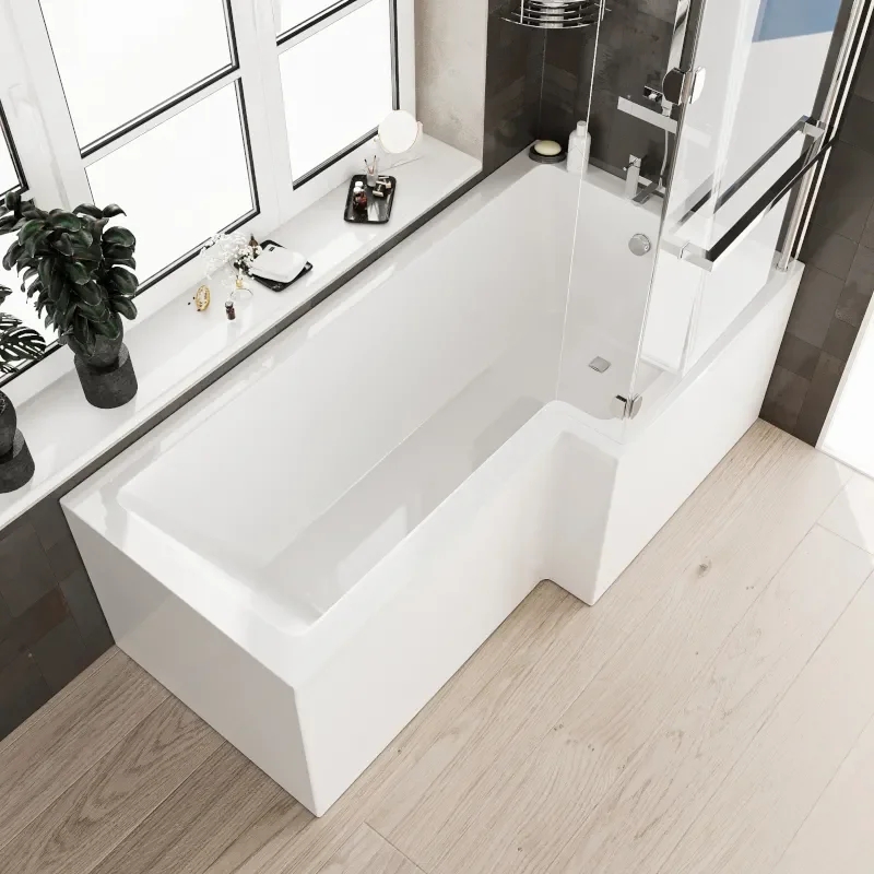 Extra Product Image For L Shape Patello White Shower Bath Suite Incl 2 Drawer Basin Unit Toilet And Cabinet Taps And Panels 2