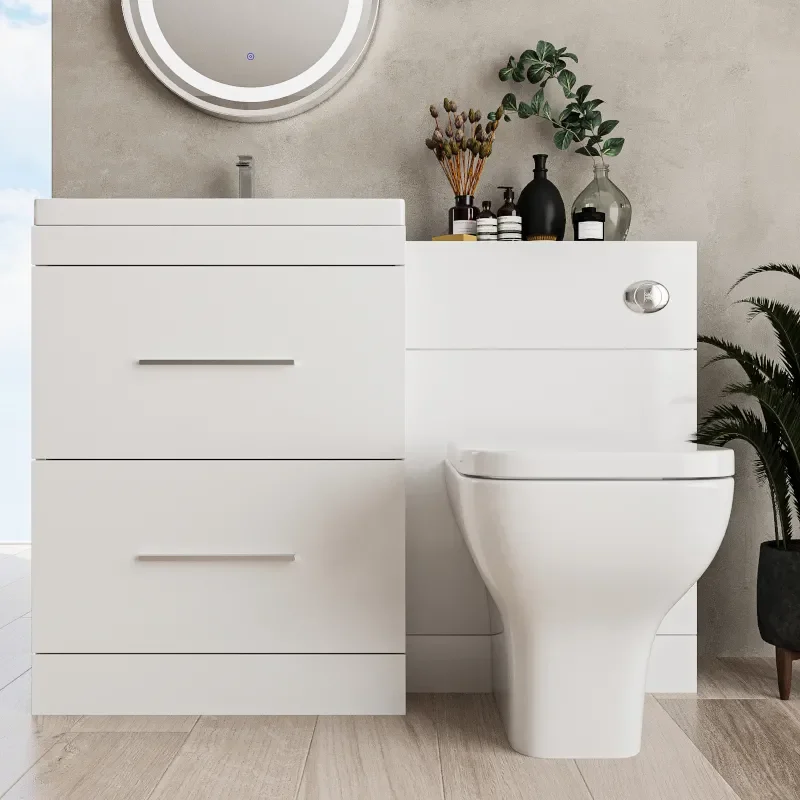 Extra Product Image For L Shape Patello White Shower Bath Suite Incl 2 Drawer Basin Unit Toilet And Cabinet Taps And Panels 3
