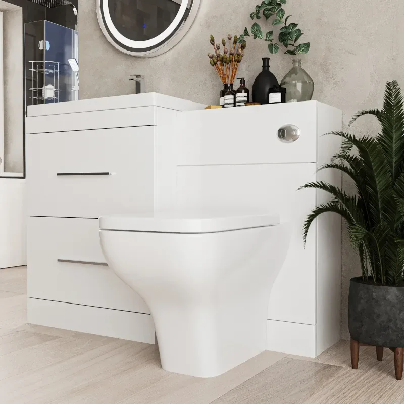 Extra Product Image For L Shape Patello White Shower Bath Suite Incl 2 Drawer Basin Unit Toilet And Cabinet Taps And Panels 3