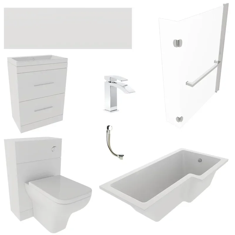 Extra Product Image For L Shape Patello White Shower Bath Suite Incl 2 Drawer Basin Unit Toilet And Cabinet Taps And Panels 3