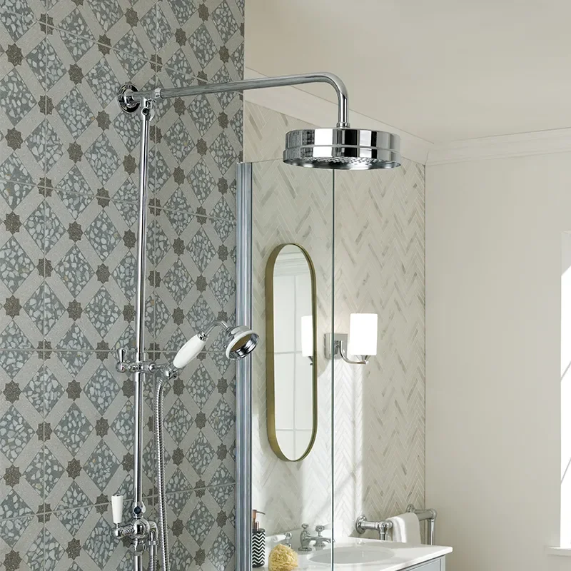 Bayswater Grand Rigid Riser Shower Kit With White Ceramic Handset