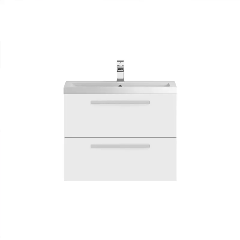 Quartet large wall hung 2 draw bathroom vanity unit and basin