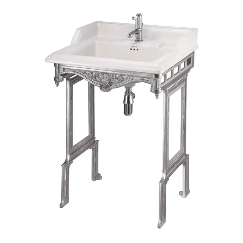 Classic 650 Rectangular basin and Brushed Aluminium Basin Stand
