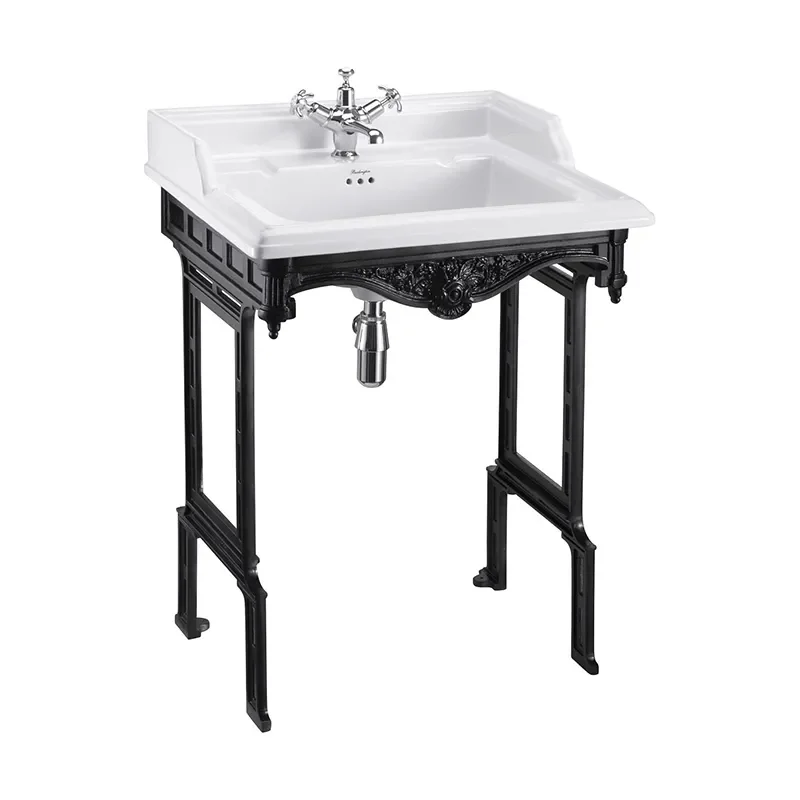 Classic 650 Rectangular basin and black Aluminium Basin Stand