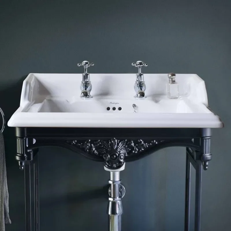 Classic 650 Rectangular basin and black Aluminium Basin Stand