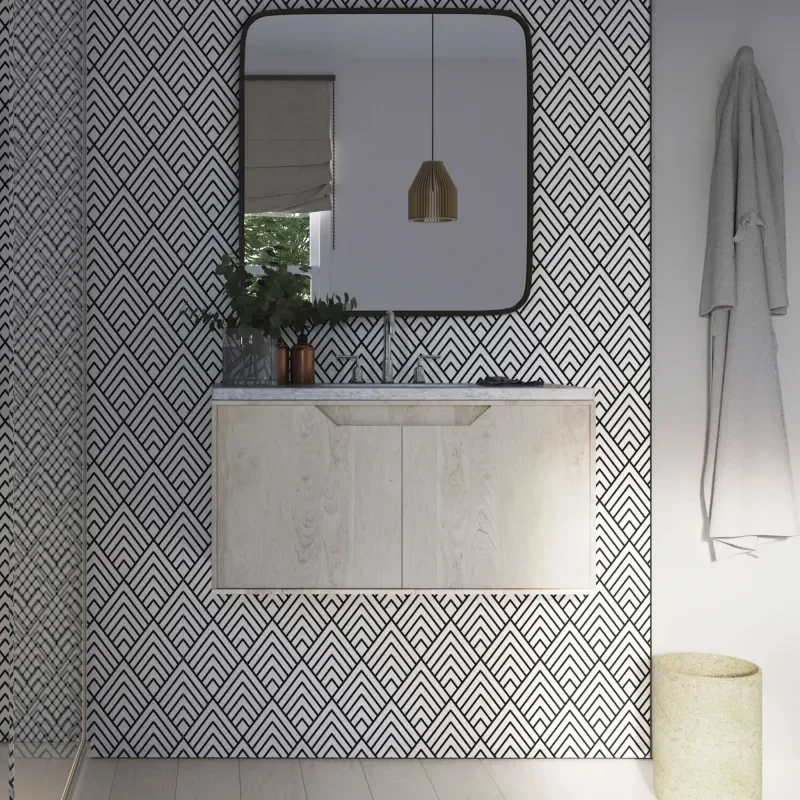 IDS Showerwall Acrylic Black Geo