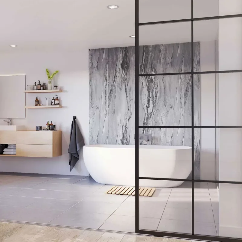 IDS Showerwall Grey Volterra Texture