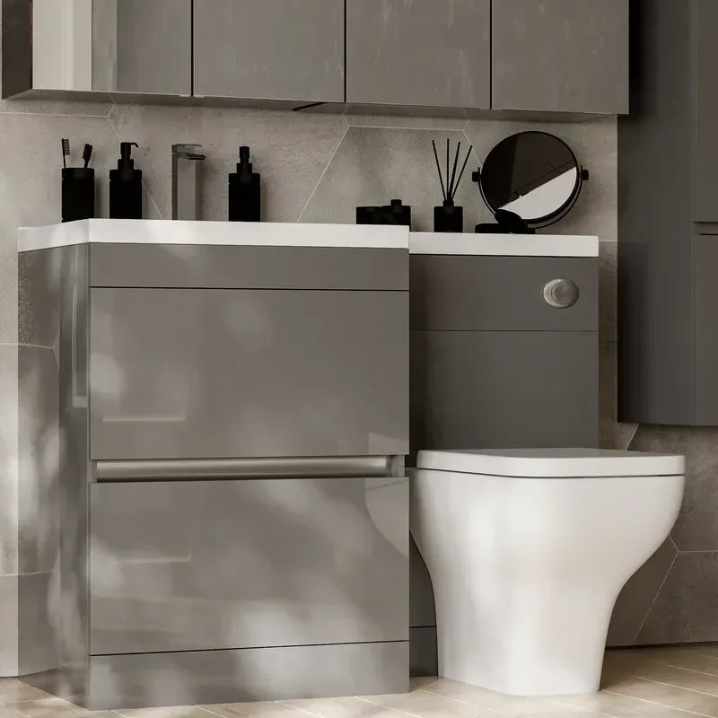 Pemberton L shape Bath Bathroom Furniture Suite Grey