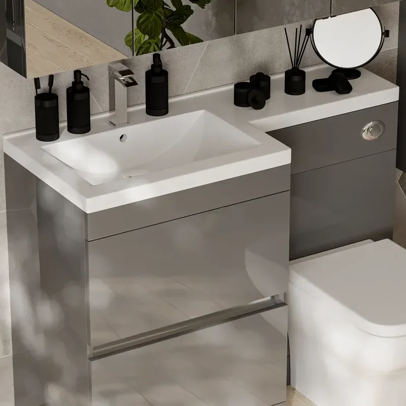 Pemberton L shape Bath Bathroom Furniture Suite Grey