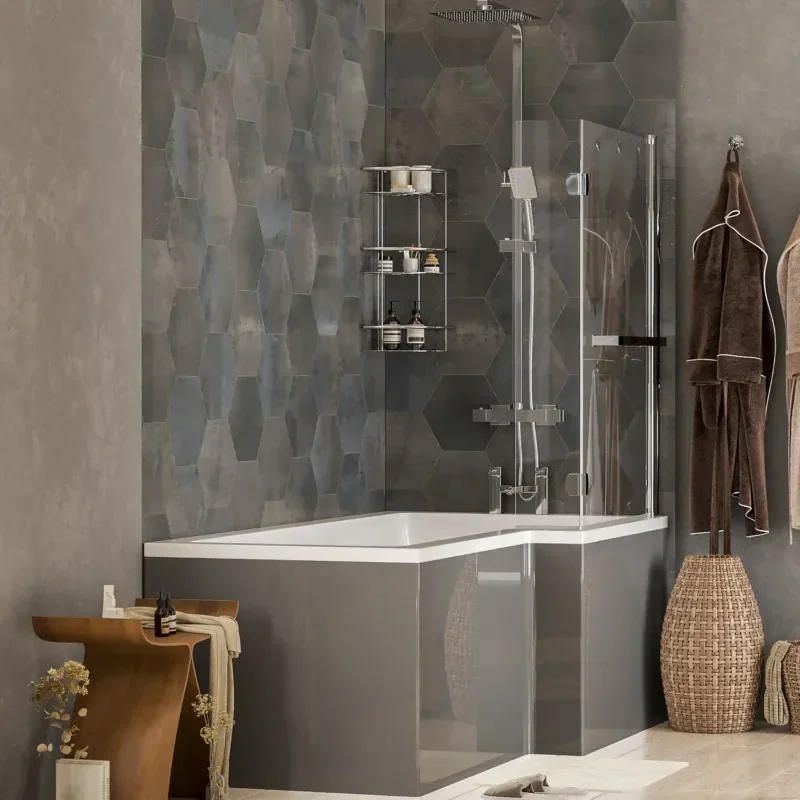 Pemberton L shape Bath Bathroom Furniture Suite Grey