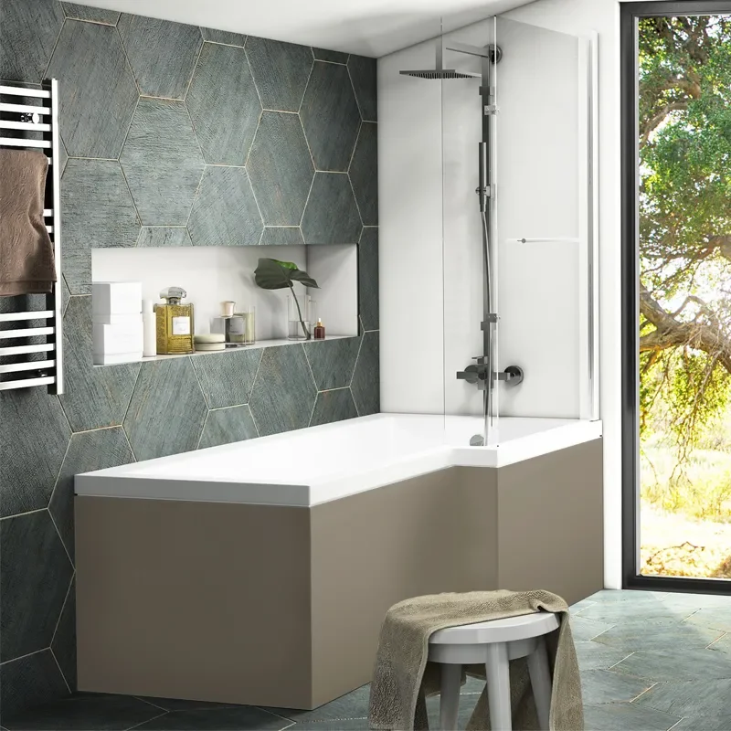 Pemberton L shape Right Hand Shower Bath Gold