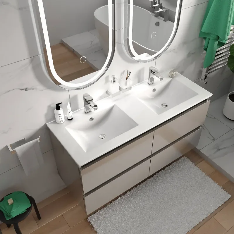 Pemberton Gold Double Basin Unit Wall Hung 4 Drawers