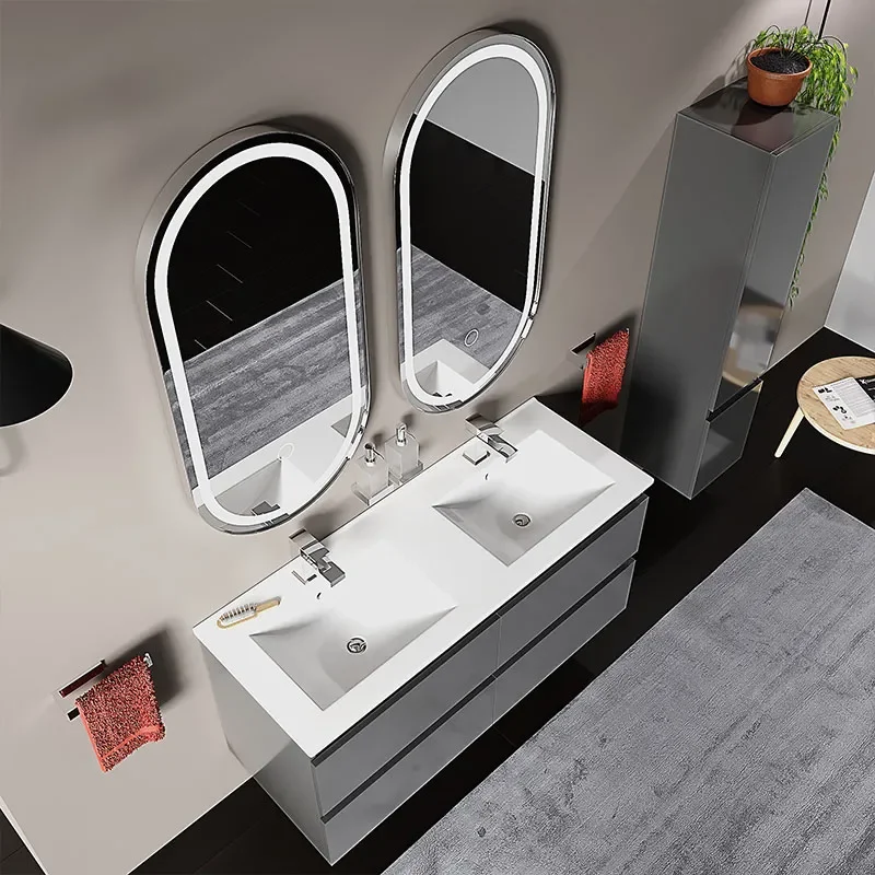 Pemberton Anthracite Double Basin Unit Wall Hung 4 Drawers