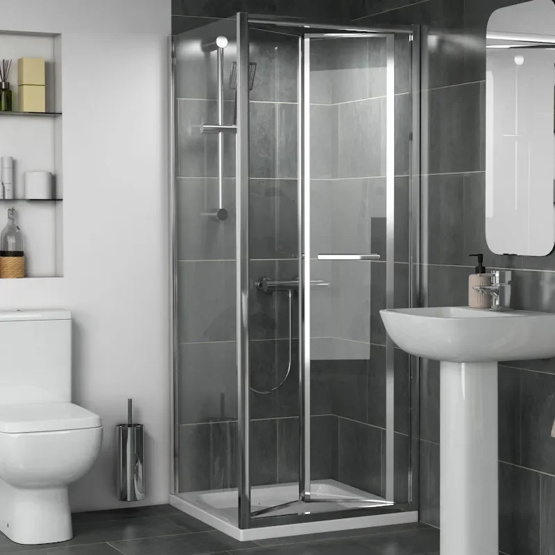 Extra Product Image For Radiant Reduced Height Shower Door Bifold Open 1
