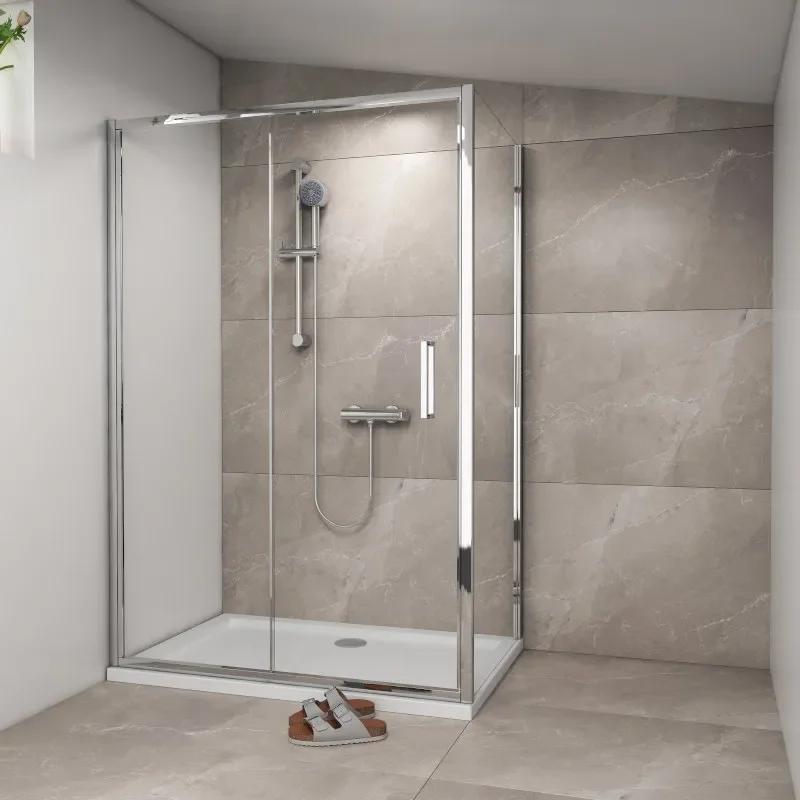 RADIANT SHOWER DOOR SLIDING 1200 WITH SIDE PANEL