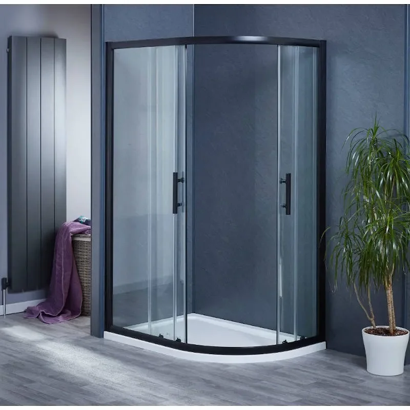 Bentley Black Offset Quadrant Shower Enclosure 800 OPEN DOORS
