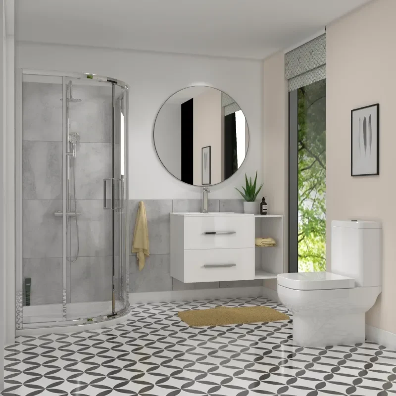 White Shower Suite with Vanity unit & Toilet