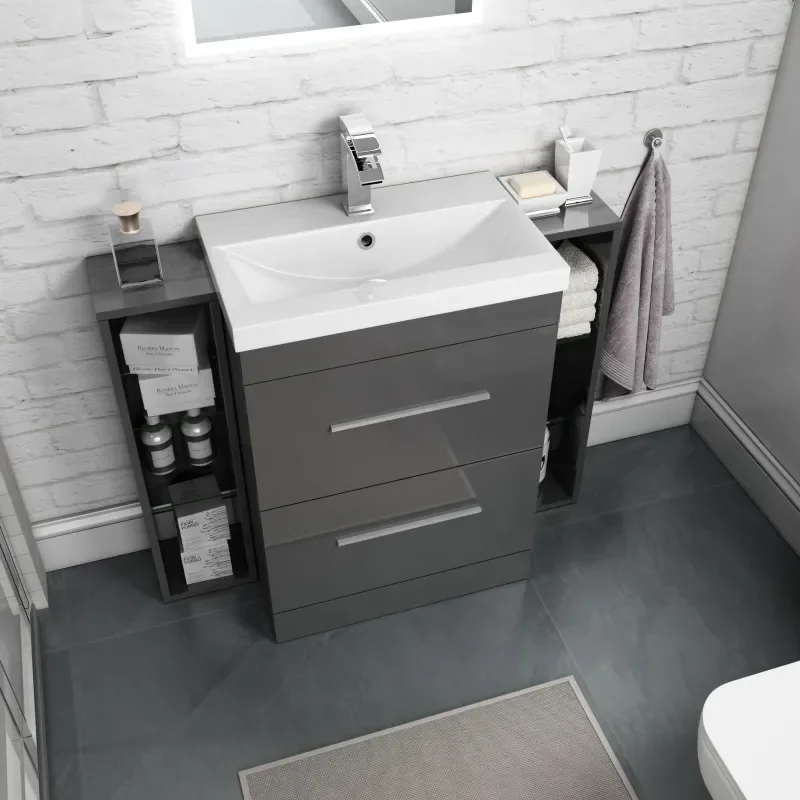1000mm Vanity Unit in Grey with Storage