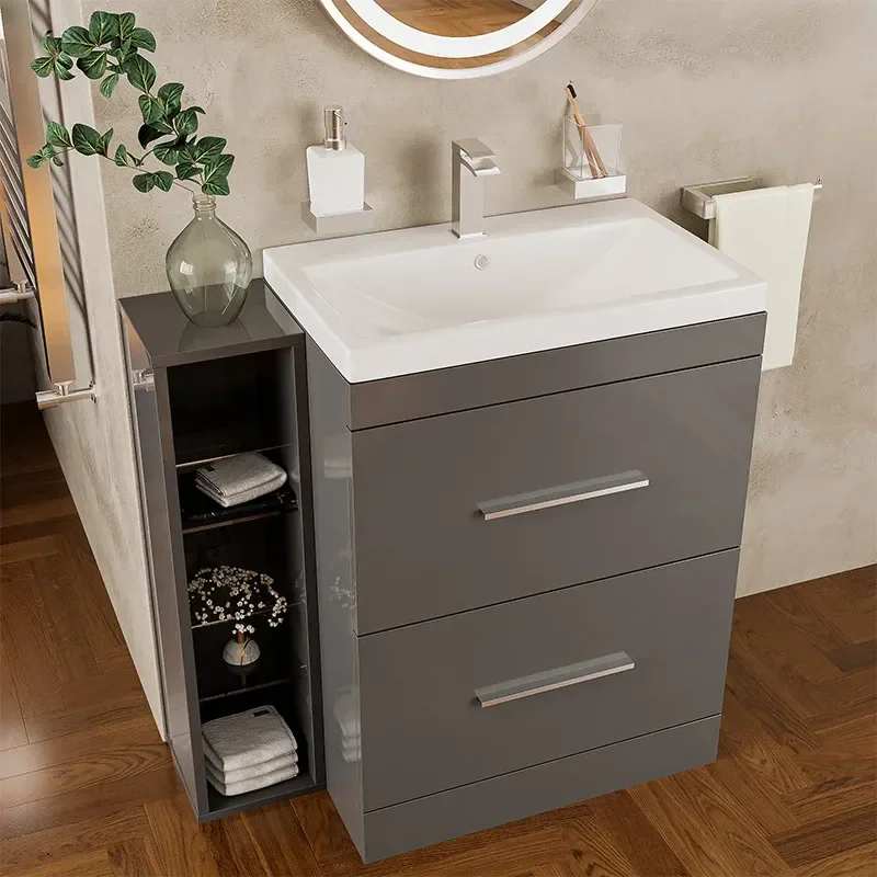 Patello Grey Shower Suite 1400 Vanity Storage BTW Toilet Corner Shower