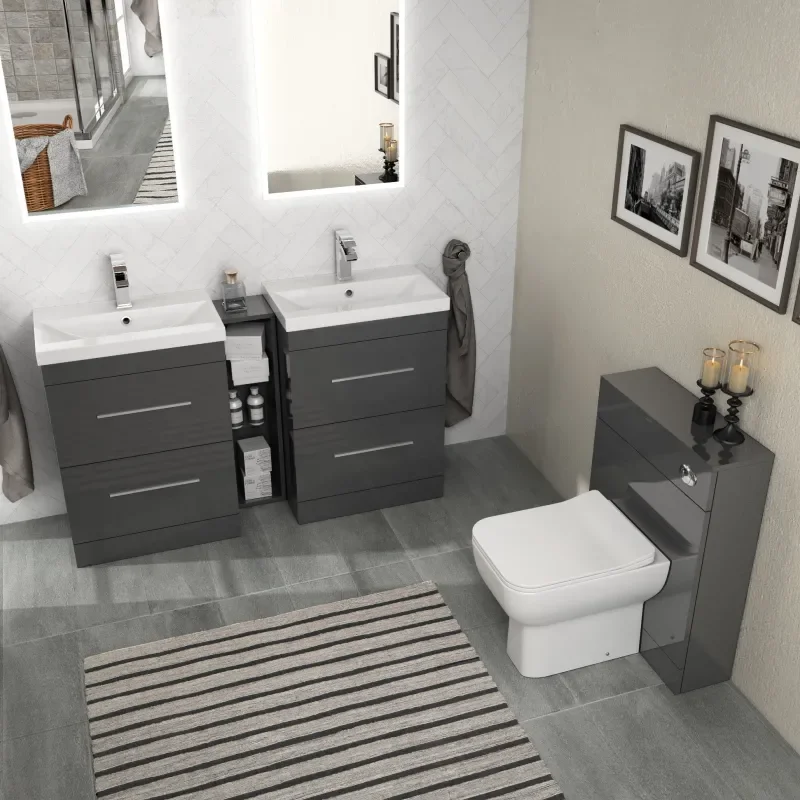 Double Vanity Bathroom Furniture with Toilet 