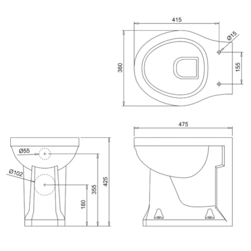 Burlington Traditional Jet Black Back to Wall Toilet