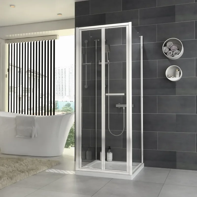 chrome finish shower cubicle
