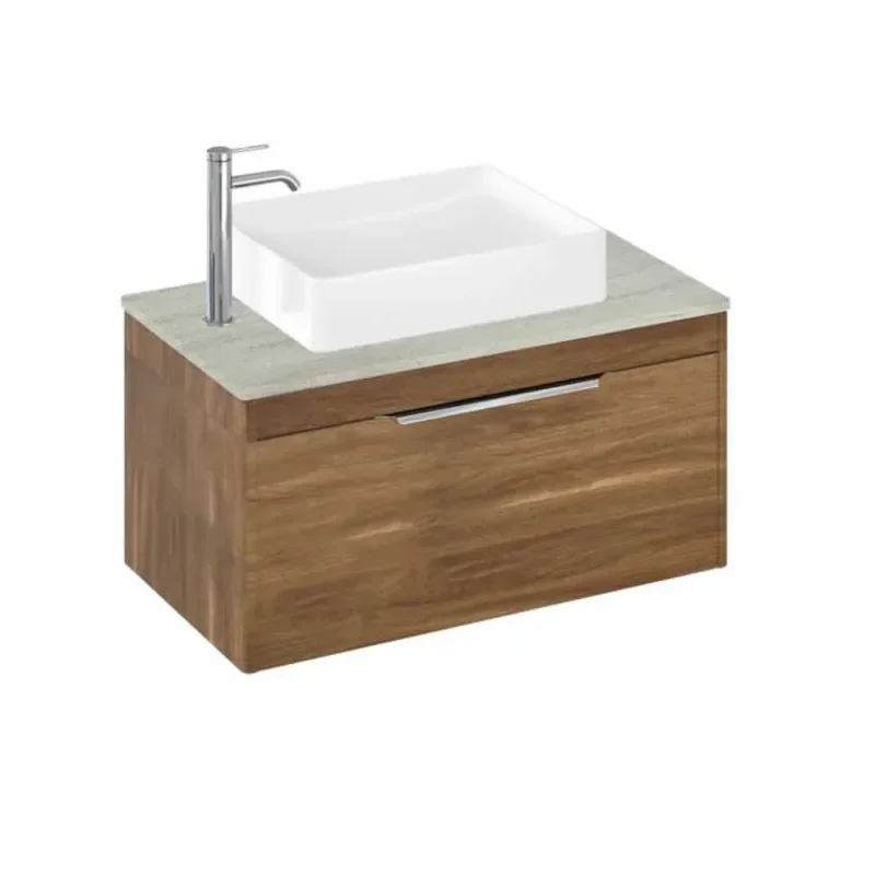 Britton Shoreditch Wall Hung Single Drawer 850mm Vanity Unit with Quad Countertop Basin MainBritton Shoreditch Wall Hung Single Drawer 850mm Vanity Unit with Quad Countertop Basin Caramel
