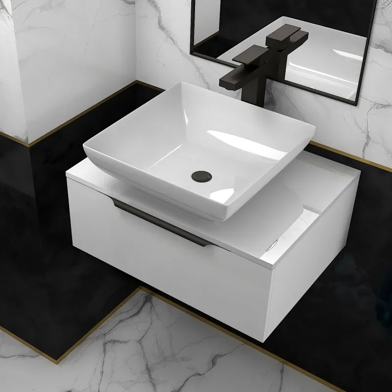 Jivana 600 Wall Countertop Vanity Unit White