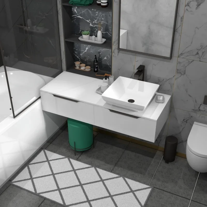 Jivana 1200 Wall Single Countertop Basin Unit White