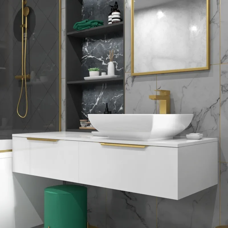 Jivana 1200 Wall Single Countertop Basin Unit White